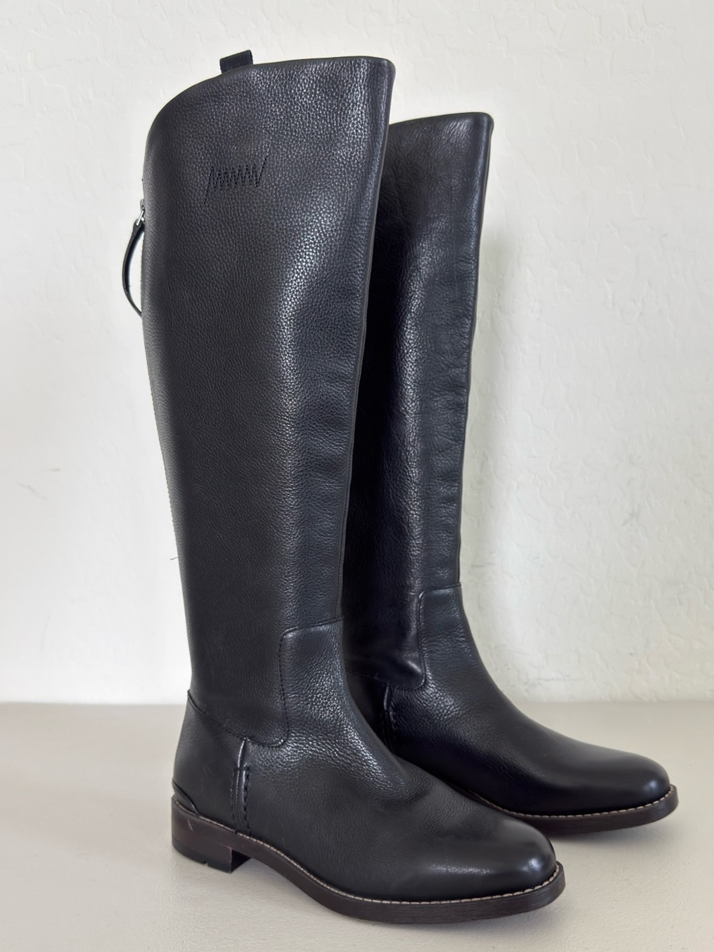 NEW FRANCO SARTO Meyer Back Zipper Black Leather Equestrian Riding Boot Size 7.5